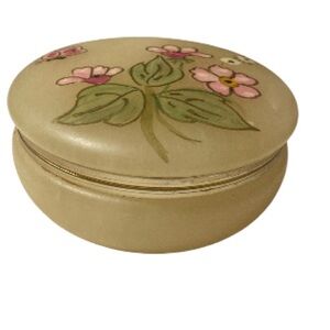 Vintage Genuine Alabaster Floral Trinket Box made in Italy